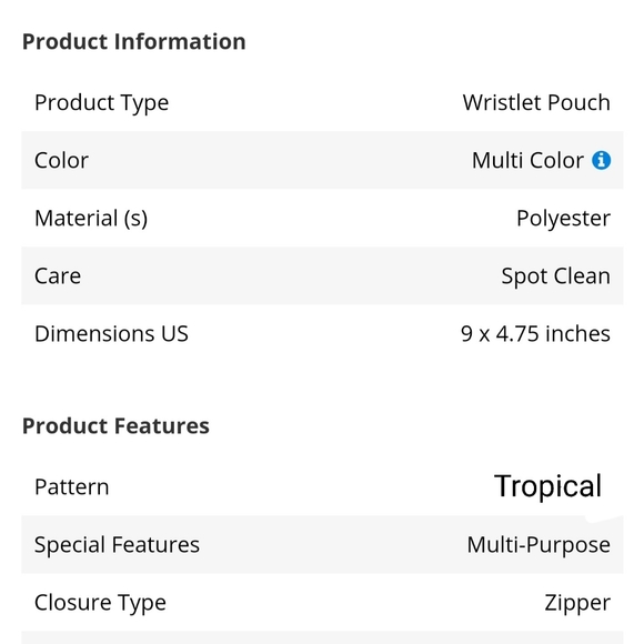 Tropical Print Handcrafted  Large Wristlet - Picture 6 of 6